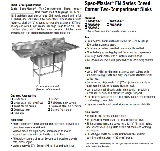 2-Compartment Sinks