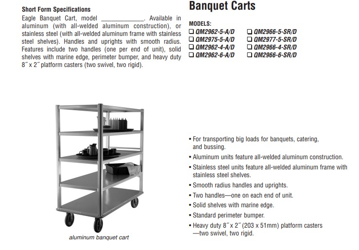 Aluminum Banquet Carts