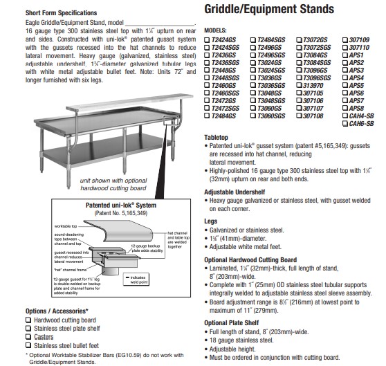 Griddle-Equipment Stands