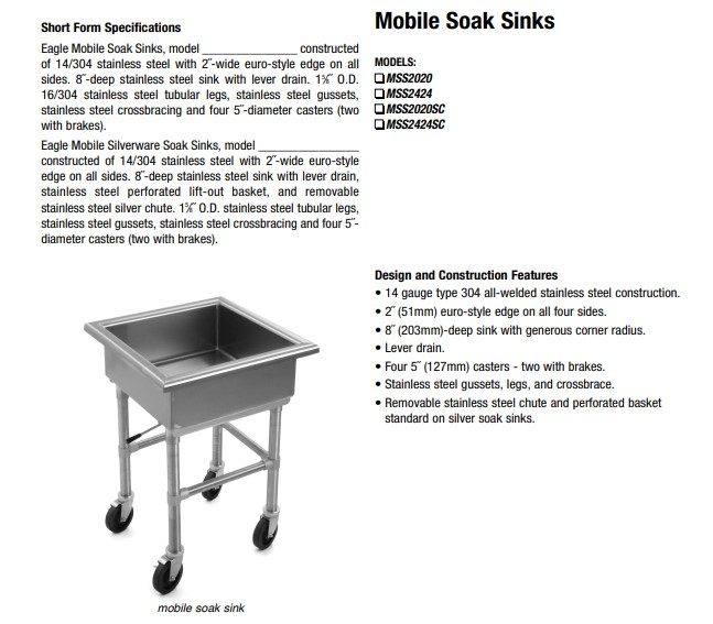 Mobile soak sinks